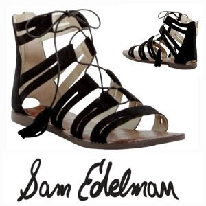 Sam Edelman Black Karine Tassel Gladiator Lace Up Sandals Size 6